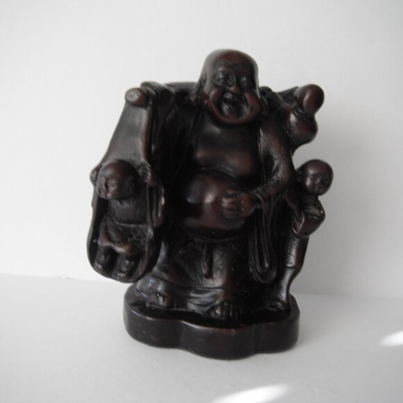 Vintage Asian Wise Man Figurine Heavy Red Resin Cast Carved Miniature 5.1/4" - Picture 2 of 9